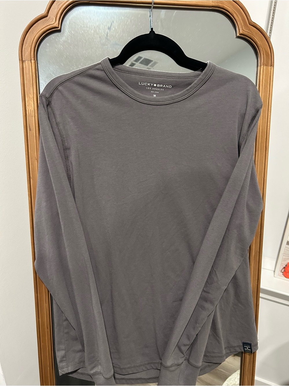 Lucky Brand Men's Long-Sleeve Crewneck Shirt - Charcoal Gray